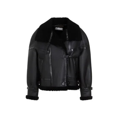 Saint Laurent Black Lamb Leather Shearling Jacket