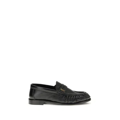 Saint Laurent Black Lamb Ovis Aries Aries Slip-on Loafers In Multi
