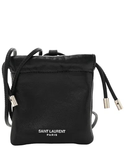 Saint Laurent Black Lambskin Airpods Crossbody Pouch (authentic Pre-loved)