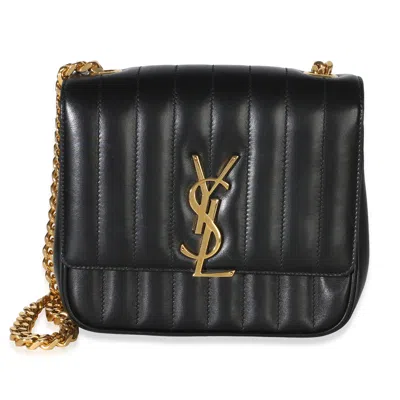 Pre-owned Saint Laurent Black Lambskin Matelasse Monogram Medium Vicky Chain Bag