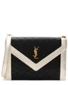 Saint Laurent Black Lambskin Monogram Gaby Shoulder Bag (authentic Pre-loved) In Black