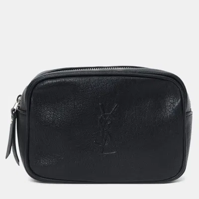 Pre-owned Saint Laurent Black Lambskin Monogram Lou Belt Bag