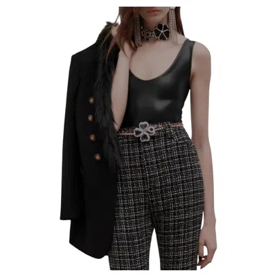 Pre-owned Saint Laurent Black Lamé Metallic Bodysuit Collection Fall Rtw21