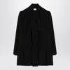 Saint Laurent Long-sleeved Silk Mini Dress In Black
