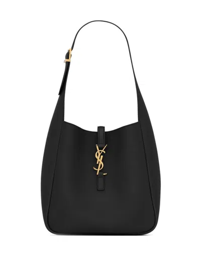 SAINT LAURENT BLACK LE 5 7 LEATHER SHOULDER BAG