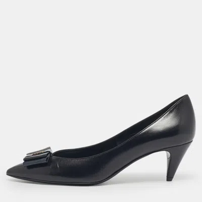 Pre-owned Saint Laurent Black Leather Anai Pumps Size 37.5