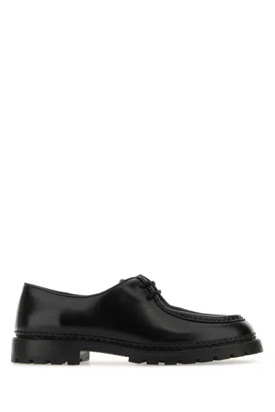 Saint Laurent Black Leather And Calf Hair Lace-up Shoes