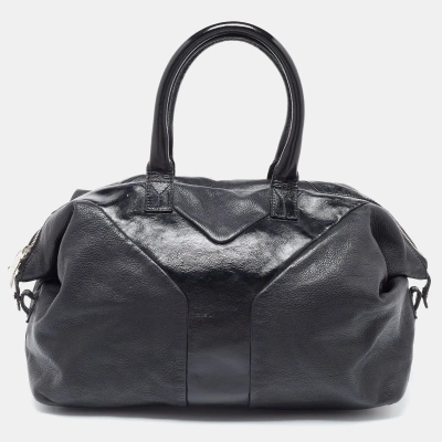 Pre-owned Saint Laurent Black Leather And Patent Medium Easy Y Bag