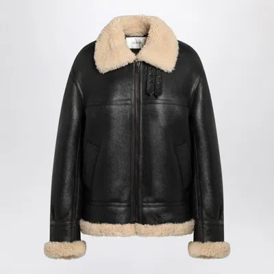 Saint Laurent Leather And Shearling Jacket In Black