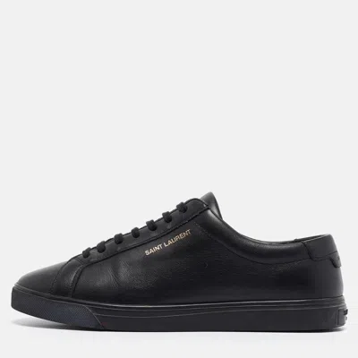 Pre-owned Saint Laurent Black Leather Andy Sneakers Size 38.5