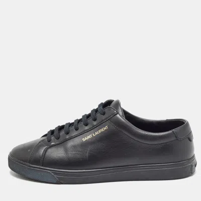 Pre-owned Saint Laurent Black Leather Andy Sneakers Size 38.5