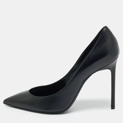 Pre-owned Saint Laurent Black Leather Anja Pumps Size 39.5