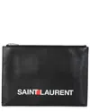 Saint Laurent Black Leather Archive Logo Ipad Case (authentic Pre-loved) In Black