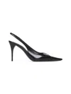 Saint Laurent Babylone Breteuil Open Back Pump In Smooth Leather In Black