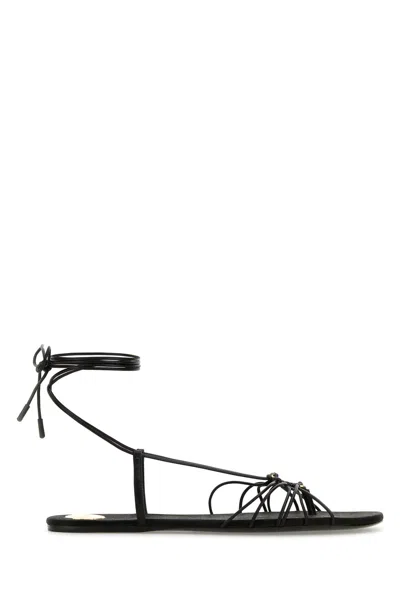 SAINT LAURENT BLACK LEATHER BABYLONE SANDALS
