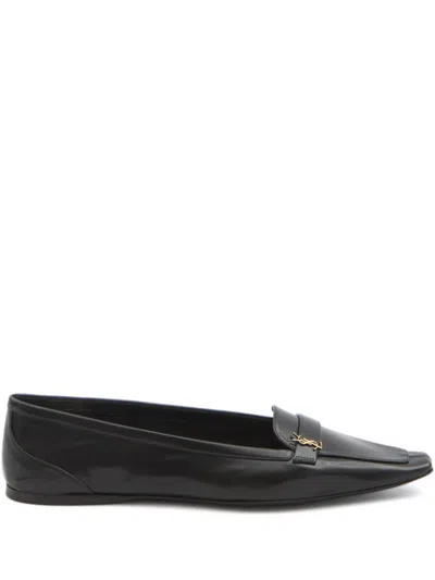 SAINT LAURENT BLACK LEATHER BALLET FLATS