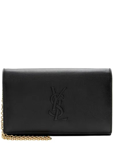 Pre-owned Saint Laurent Black Leather Belle De Jour Chain Wallet (authentic Pre-loved)