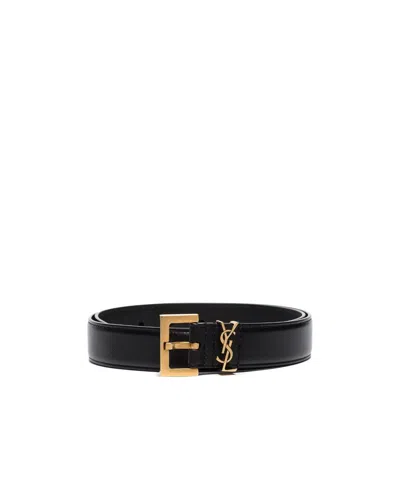Saint Laurent Black Leather Belt
