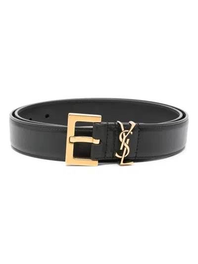 Saint Laurent Black Leather Belt