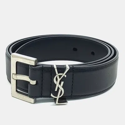 Pre-owned Saint Laurent Black Leather Belt