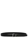 Saint Laurent Black Cassandre Belt In Grained Leather Men In Black