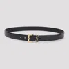 Saint Laurent Adjustable Belt Textured Gold-tone Buckle In Nero
