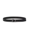 Saint Laurent Black Leather Belt With Logo Man  In Black