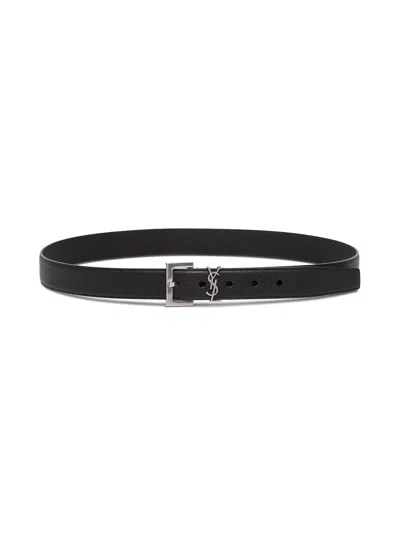 Saint Laurent Black Leather Belt With Logo Man