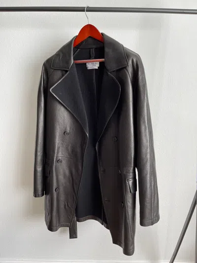 Pre-owned Saint Laurent Black Leather Belted Jacket