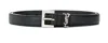Saint Laurent Grained Leather Cassandre Thin Belt With Square Buckle Accessories