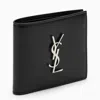 Saint Laurent Black Leather Bi-fold Wallet In Black