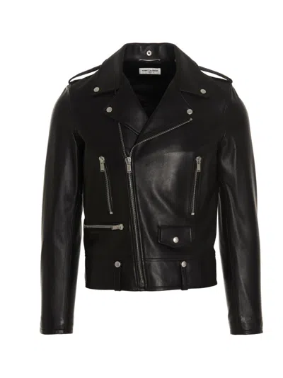 SAINT LAURENT BLACK LEATHER BIKER JACKET