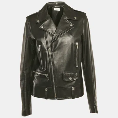 Pre-owned Saint Laurent Black Leather Biker Jacket M