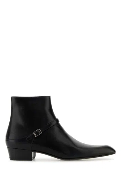 SAINT LAURENT BLACK LEATHER BOOTS
