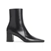 Saint Laurent Ankle Block Heel Square Toe Boot In Black