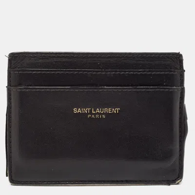 Pre-owned Saint Laurent Black Leather Card Case