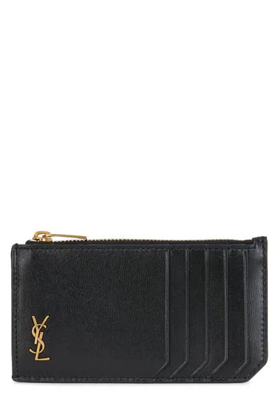 Saint Laurent Black Leather Card Holder