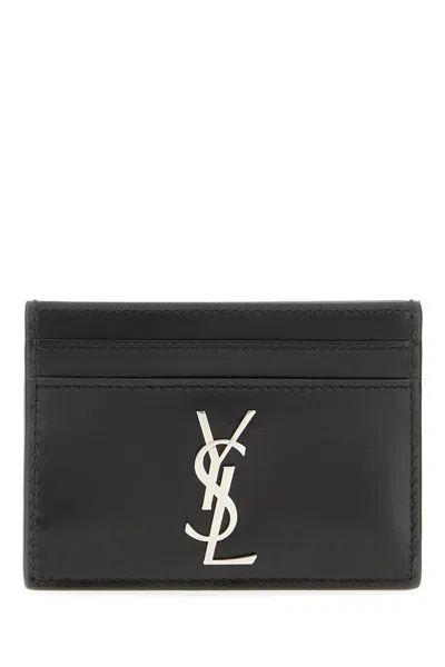 Saint Laurent Black Leather Card Holder