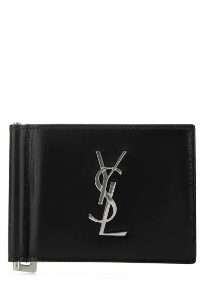 Saint Laurent Black Leather Card Holder