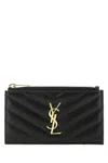 Saint Laurent Black Leather Card Holder In Black