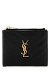 Saint Laurent Black Leather Card Holder In Black