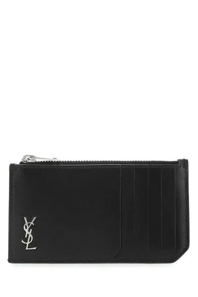 Saint Laurent Black Leather Card Holder