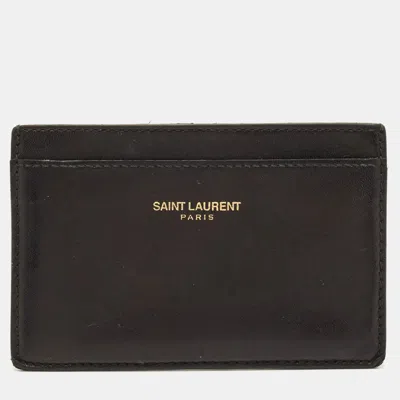 Pre-owned Saint Laurent Black Leather Card Holder