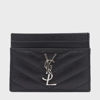 Saint Laurent Black Leather Card Holder