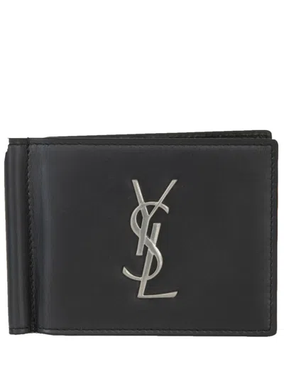 Saint Laurent Black Leather Card Holder