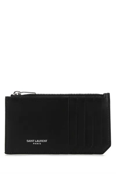 Saint Laurent Soho Leather Zip Wallet In Black