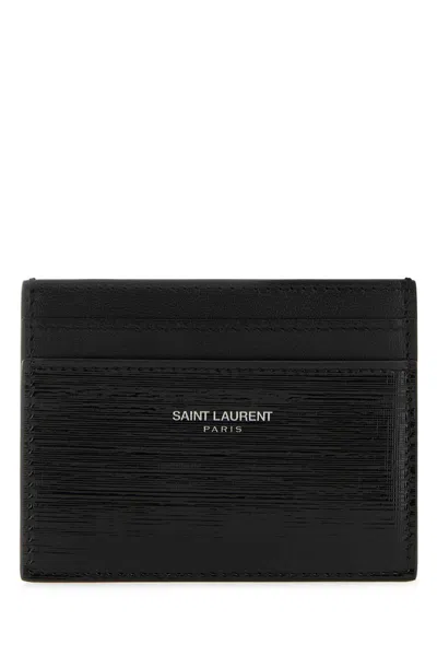 SAINT LAURENT BLACK LEATHER CARD HOLDER