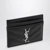 Saint Laurent Cassandre Quilted Leather Cardholder In Black