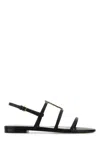 Saint Laurent Cassandra Calfskin Ysl Slingback Sandals In Nero