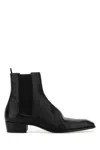 Saint Laurent Leather Chelsea Stanton Ankle Boots Low Heel In Black